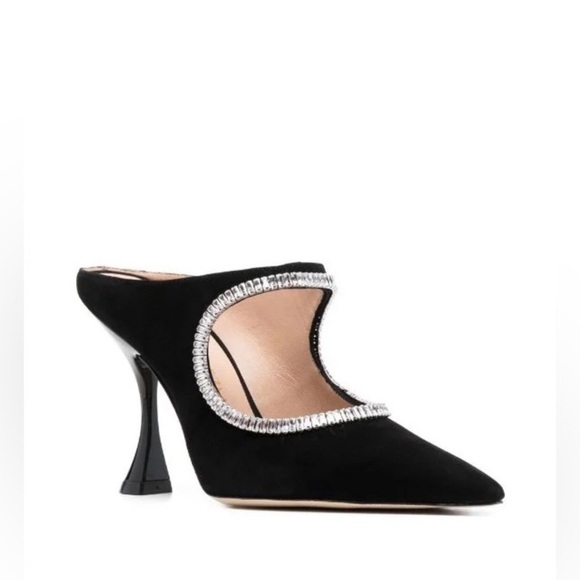Stuart Weitzman Black Suede & Crystal Embellished Mule. Brand New! Size 8 - Picture 3 of 7